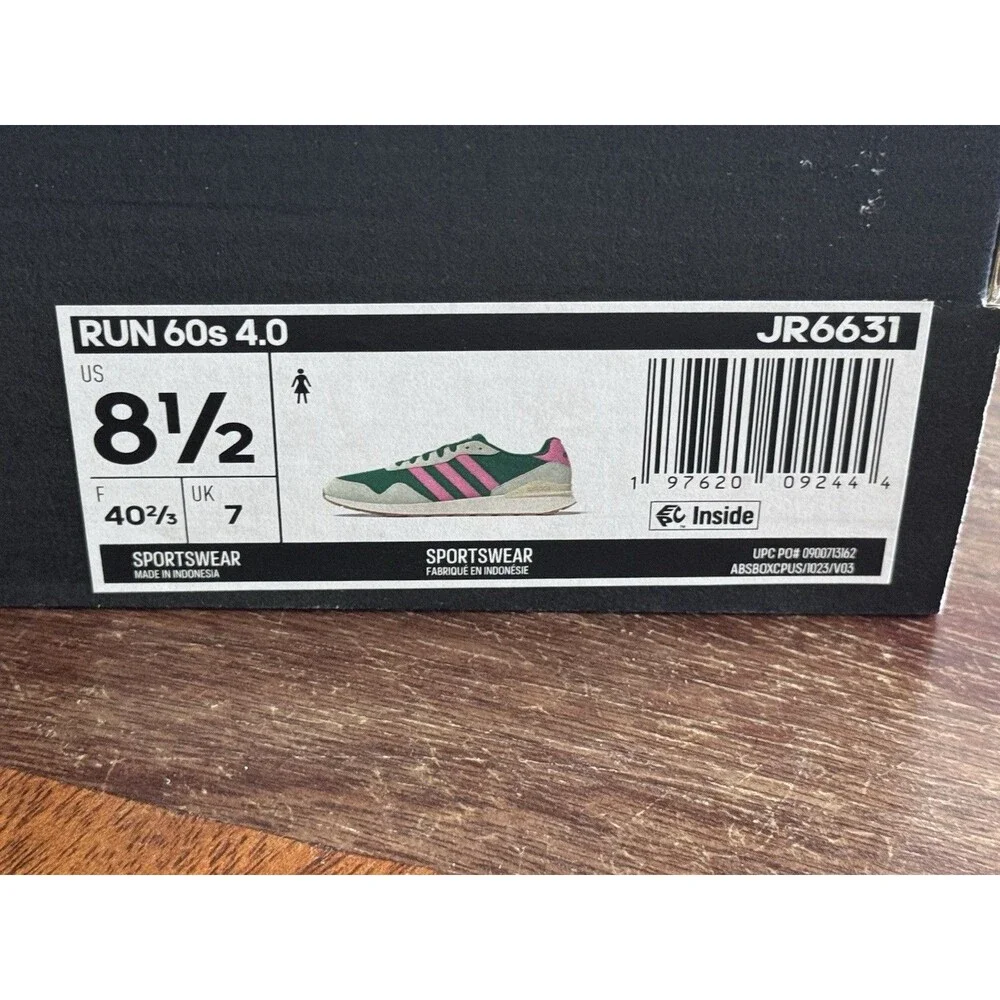 Women’s Size 8.5 adidas Run 60s 4.0 Semi Court Green Bliss Pink JR6631 NIB